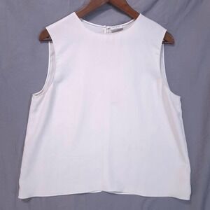 Aritzia Babaton Sleeveless Chiffon Blouse Sz L‎ Top White Minimalist Career